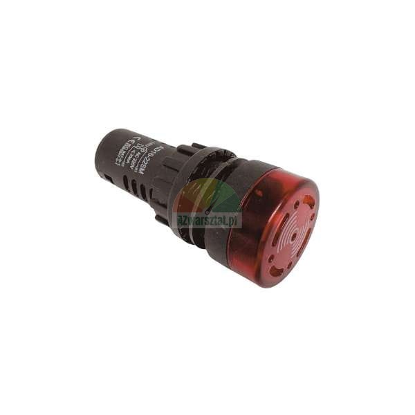 Rote AD16-22SM Schalttafeleinbau-Signalleuchte mit integriertem Summer/akustischem Signalgeber, 22 mm Durchmesser.
