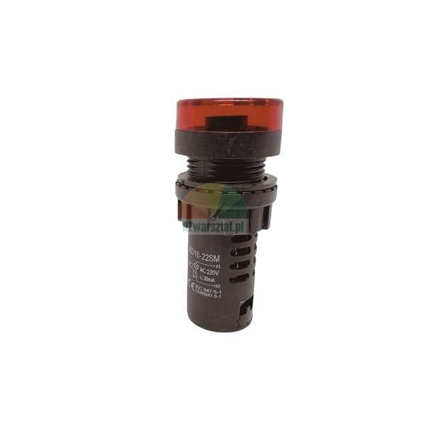 Rote LED-Kontrollleuchte AD16-22SM, 220V AC, zur Schalttafeleinbaumontage, vor weißem Hintergrund.