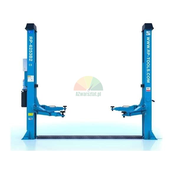 Blaue 2-Säulen-Hebebühne (RP-6253B2) für Kfz-Werkstätten, hydraulisches Modell.