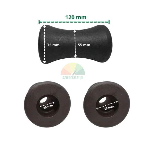 Kielrolle Typ B, schwarz, Abmessungen 120x75/55 mm