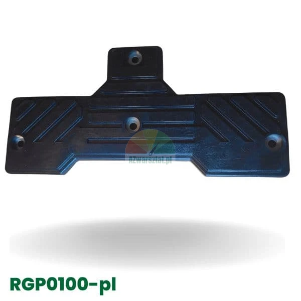 Gummi-Rammschutz Typ RGP0100-pl, schwarze, rechteckige Platte mit Befestigungslöchern und Muster.