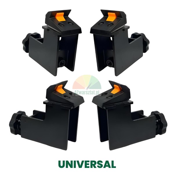 Satz von 4 Universal Schutzaufsätzen Typ C für Motorrad-Reifenmontierbacken, schwarz-orange.