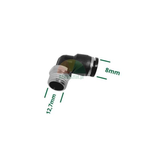 L-Verbinder 12,7mm Gewinde auf 8mm Steckanschluss