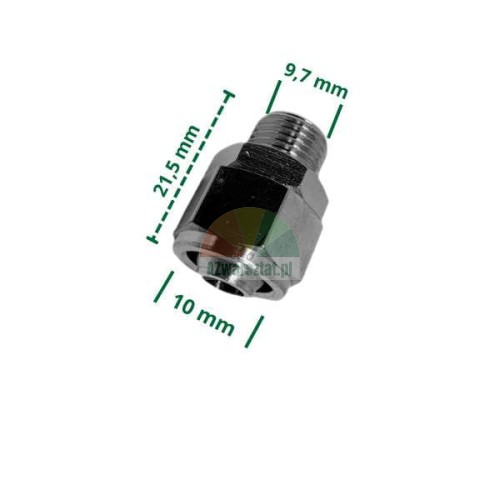 Pneumatik-Steckverbinder: 10mm Schlauch auf 9,7mm Gewinde.