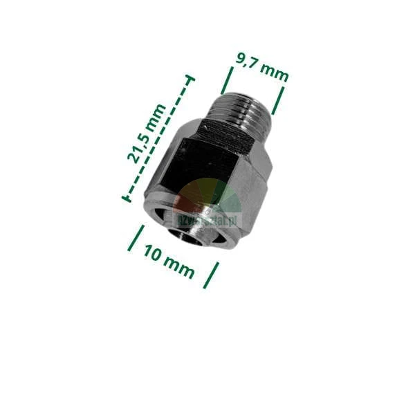 Pneumatik-Steckverbinder: 10mm Schlauch auf 9,7mm Gewinde.