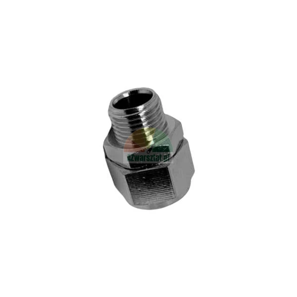 Verchromter Metall-Drehadapter mit Außengewinde für pneumatische Systeme.