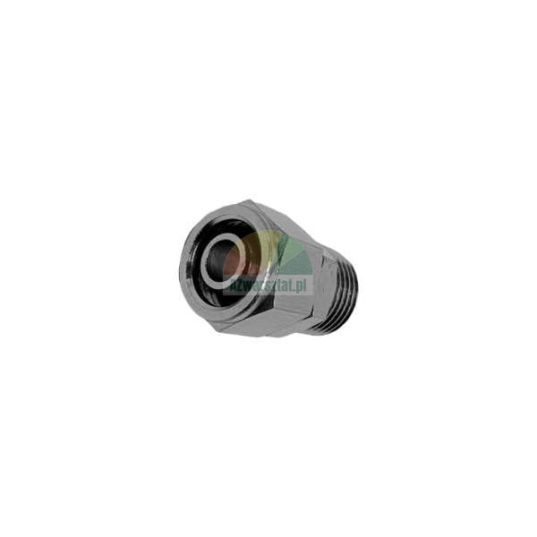 Verchromter gerader Steckanschluss (Push-in-Fitting) für Pneumatik mit Außengewinde auf weißem Hintergrund.