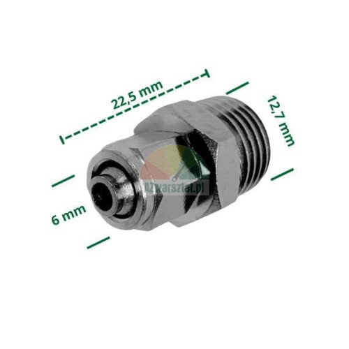 Steckverbinder 6mm Rohr auf 12,7mm Gewinde