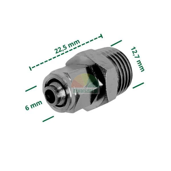 Steckverbinder 6mm Rohr auf 12,7mm Gewinde