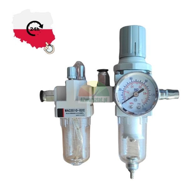 Druckluftaufbereitungseinheit, Filter-Regler-Kombination WAC2010-02C, Pneumatik-Einheit mit Manometer, 24h Lieferung Polen.
