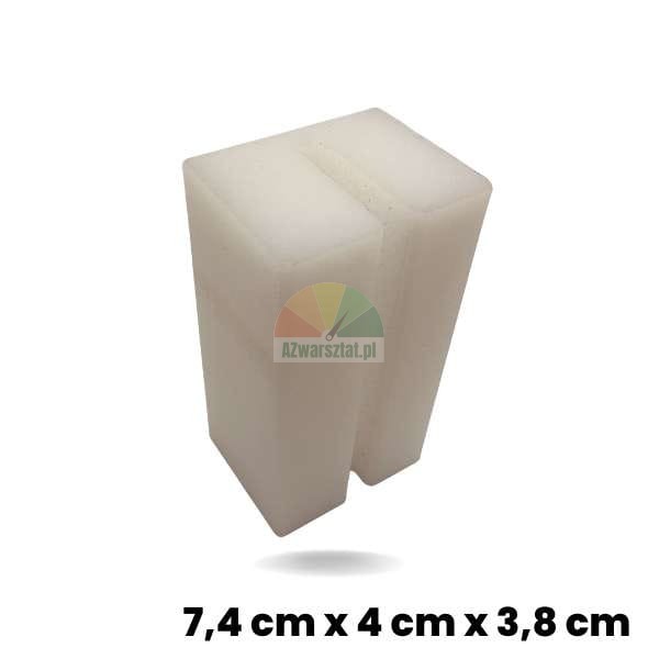 Weißer Gleitstein für Hebebühnen mit Abmessungen 7,4 x 4 x 3,8 cm