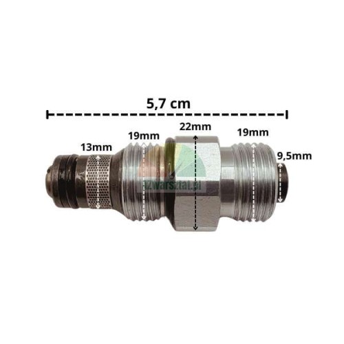 Sicherheitsventil für Hebebühne 13mm G19mm mit Abmessungen