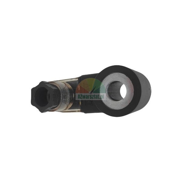 Schwarzer Magnetventilstecker DC 24V mit transparentem Gehäuse und Kabelverschraubung.