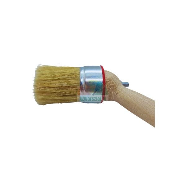 Abgewinkelter Rundpinsel mit Holzstiel und hellen Naturborsten.