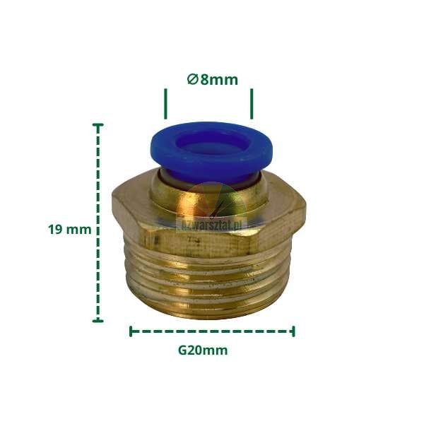 Pneumatik-Gerade-Steckverschraubung G20mm / 8mm