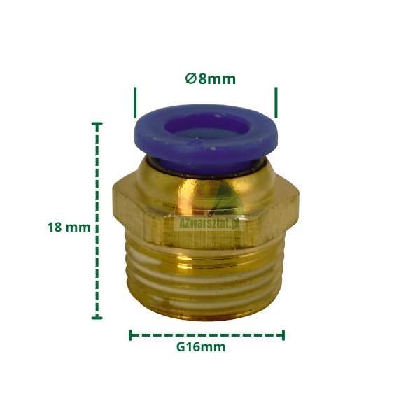 Pneumatik-Gerade-Steckverschraubung G16mm auf 8mm