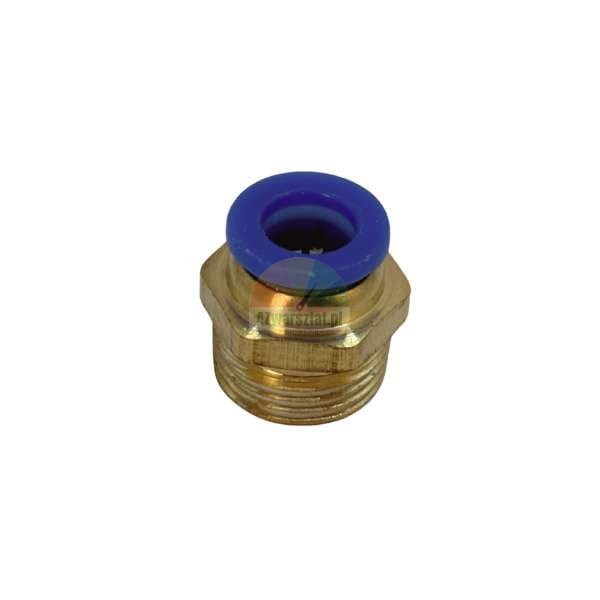 Pneumatische Steckverschraubung mit blauem Ring und Messinggewinde