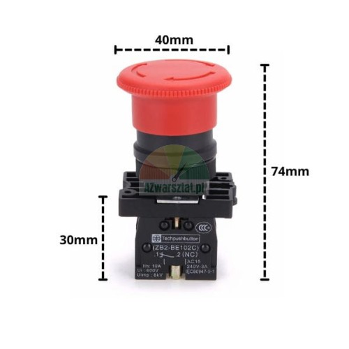 Not-Aus-Schalter 1xNC 40mm und 74mm
