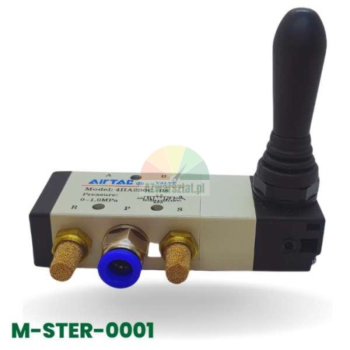 Pneumatisches Steuerventil AirTAC 4HA230C-08 mit Handhebel zur Auf-Ab-Steuerung.