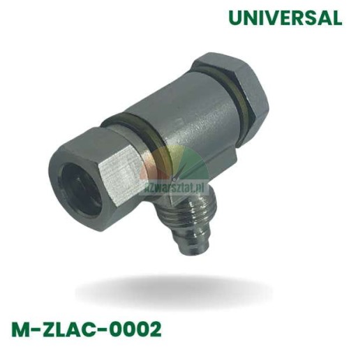 Hydraulische T-Stück Verschraubung aus Metall mit Dichtungen und Schraube, Modell M-ZLAC-0002.