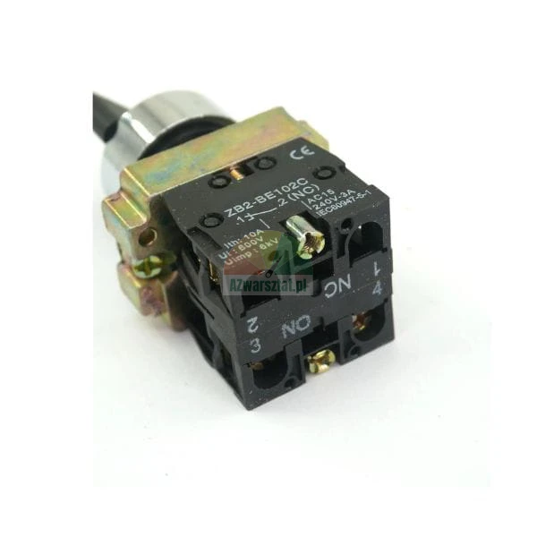 Elektrischer Kontaktblock Modell ZB2-BE102C mit Schließer- (NO) und Öffner-Anschlüssen (NC) auf weißem Hintergrund.