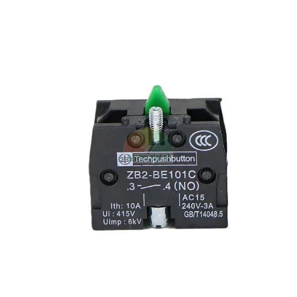 Hilfskontakt Techpushbutton ZB2-BE101C Schließer NO, schwarzer Kontaktblock mit grünem Taster
