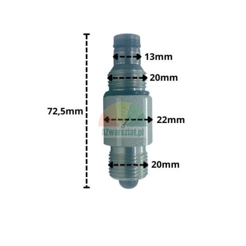 Senkventil 20mm mit technischen Abmessungen