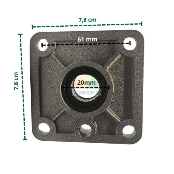 Montageplatte für Stellantrieb 7,8x7,8 cm mit Maßen und 20 mm Loch