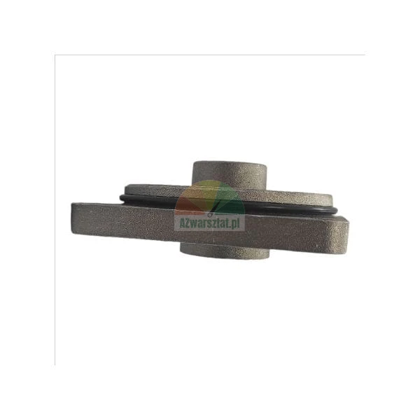 Profilansicht einer mechanischen Metallkomponente mit schwarzer O-Ring-Dichtung.