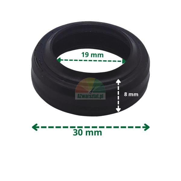 Schwarze V-Dichtung für Kolbenstange mit Maßen 19x30x8 mm