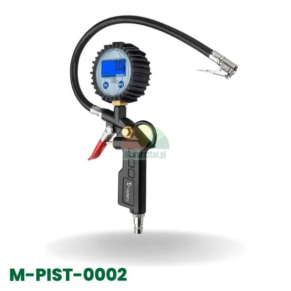 Elektronische Reifenfüllpistole mit digitalem Manometer und hintergrundbeleuchtetem LCD-Display.