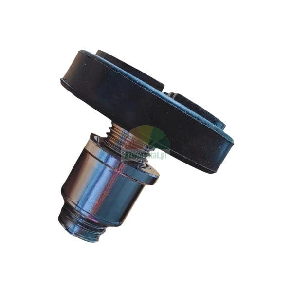 TPMS-Reifendrucksensor mit einem schwarzen rechteckigen Gehäuse und einem silbernen Metallventil.
