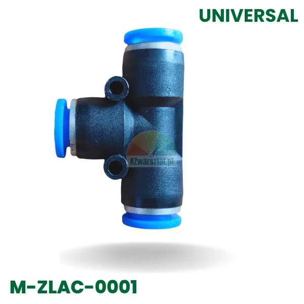 Pneumatische T-Steckverschraubung T-Stück schwarz mit blauen Ringen Modell M-ZLAC-0001