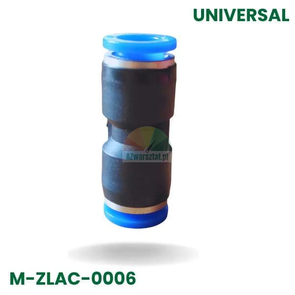Gerade pneumatische Steckverbindung 8mm auf 8mm, schwarz mit blauen Löseringen