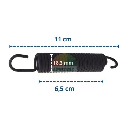Schwarze Zugfeder 11cm Typ B mit Abmessungen