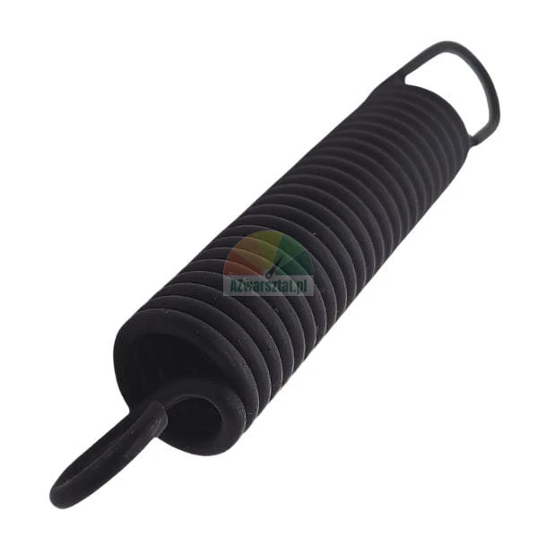 Schwarze Zugfeder mit Haken an beiden Enden.