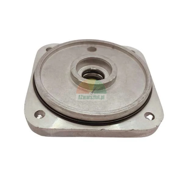 Metall-Abdeckplatte mit O-Ring-Dichtung und vier Montagelöchern auf weißem Hintergrund.