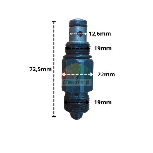 Schwarzes Senkventil mit 19mm Gewinde und Abmessungen