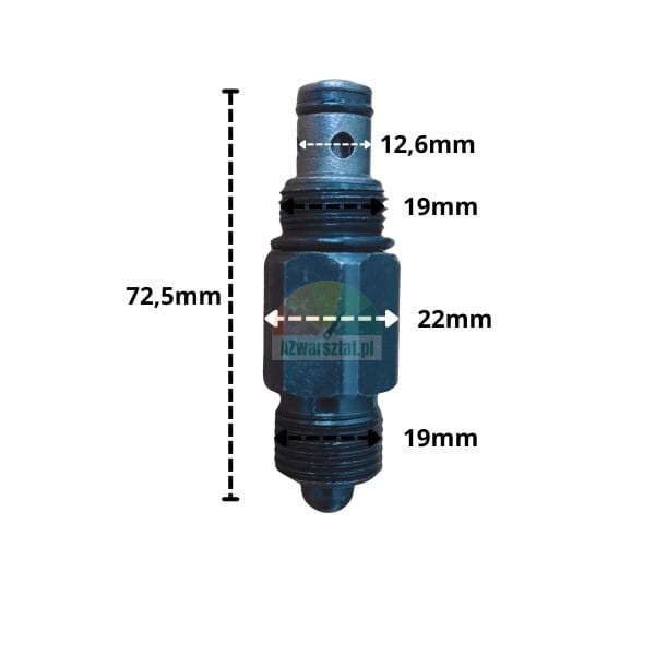 Schwarzes Senkventil mit 19mm Gewinde und Abmessungen