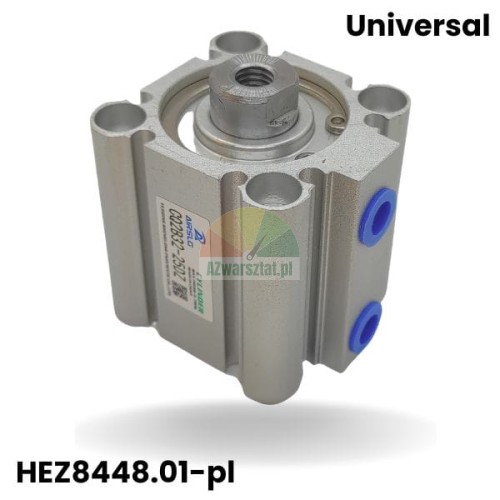 Kompakt-Pneumatikzylinder HEZ8448.01 CQ2B32-25DZ mit Aluminiumgehäuse und blauen Luftanschlüssen.