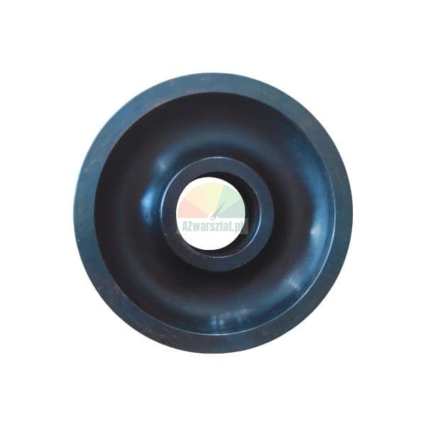Schwarze kreisförmige Industriescheibe oder Distanzstück mit zentralem Loch, Draufsicht.