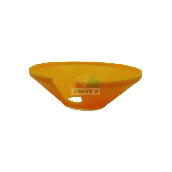 Orangefarbenes Silikon-Dichtungselement oder Abdeckung für eine Küchenmaschine auf weißem Hintergrund.