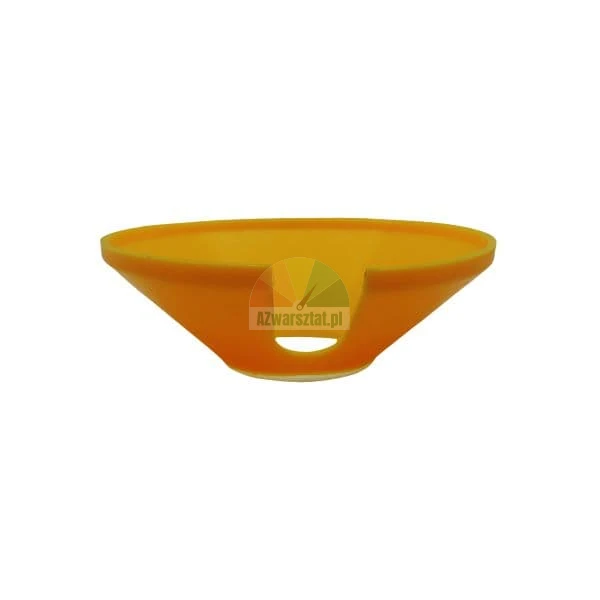 Orangefarbene Silikondichtung in Trichterform mit seitlichem Ausschnitt.