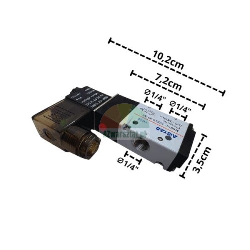 Elektromagnetisches Pneumatikventil AIGYAD mit Abmessungen