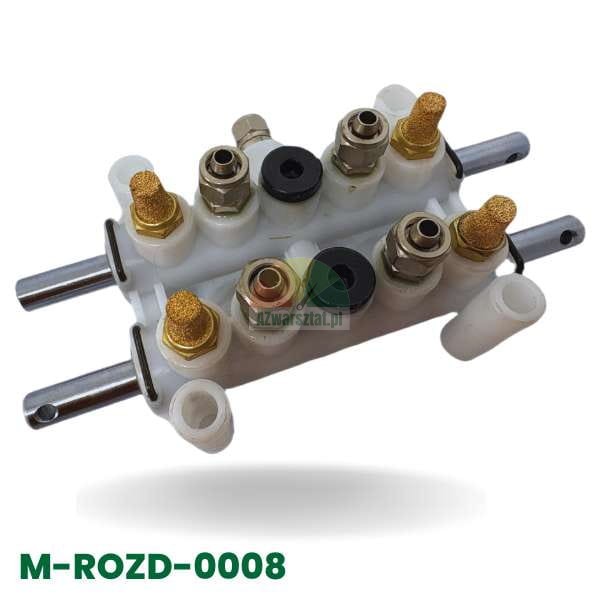 Weißer Ventilblock - Luftverteiler Typ D mit Metallanschlüssen und Messing-Schalldämpfern