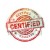 Roter runder Stempel mit dem Text CERTIFIED im Grunge-Look