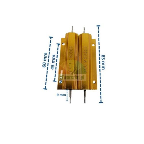 Zwei goldene Bremswiderstände für Auswuchtmaschine 100W 10 Ohm mit Abmessungen