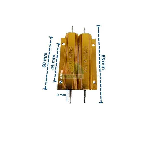 Zwei goldene Bremswiderstände für Auswuchtmaschine 100W 10 Ohm mit Abmessungen