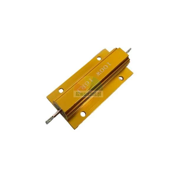 Goldener Aluminium-Leistungswiderstand 100W 16 Ohm mit Kühlkörpergehäuse.