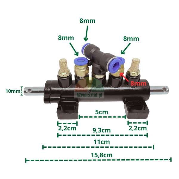 Ventilblock Luftverteiler Typ D mit Abmessungen